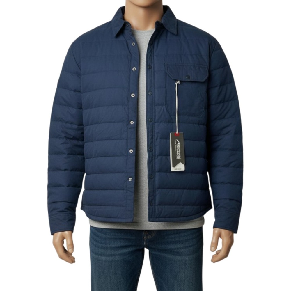 Mountain Khakis Pine Peak Down Shirtjac Jacket Mens XXL Navy Quilted Snap NWT